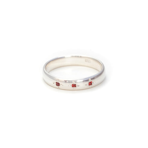 The Leo Half Round Band ~ with Garnets in Silver